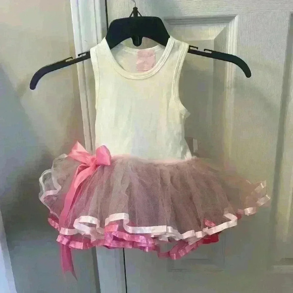 MudPie Tiny Dancer Tutu Ruffle Skirt Ribbon Pink Tulle Size 0-6 months - Picture 2 of 10